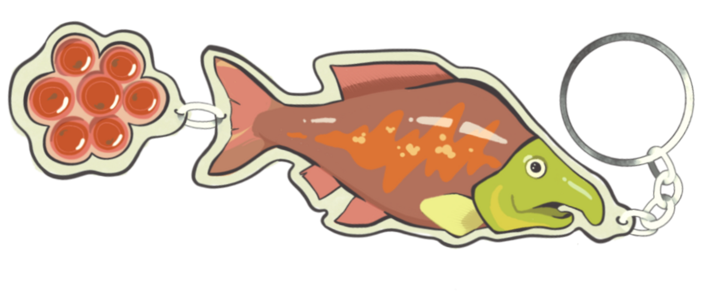Silly salmon keychain